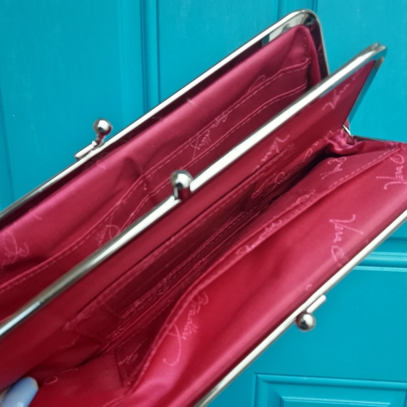 Hot Pink Kisslock Purse and Matching Clutch Classic Vera Bradley Handbag Set 2 - Picture 6 of 15